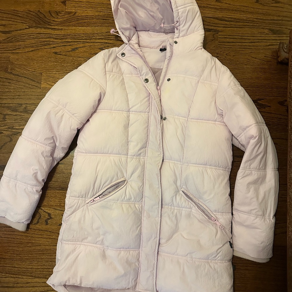 Light Pink Hooded Puffer Coat